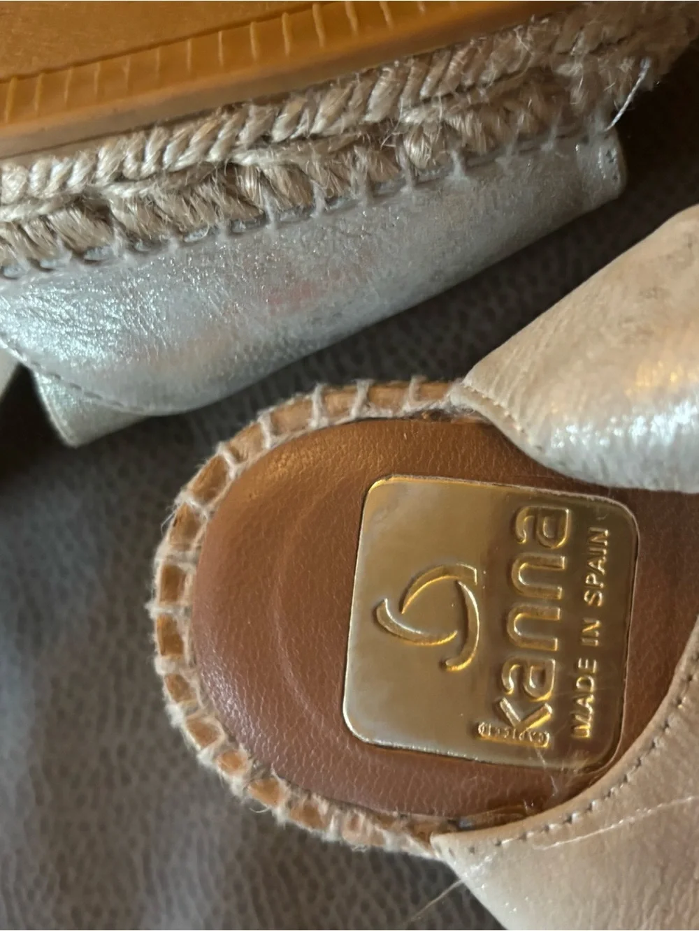 kanna Metallic Silver Espadrille Platform Sandals